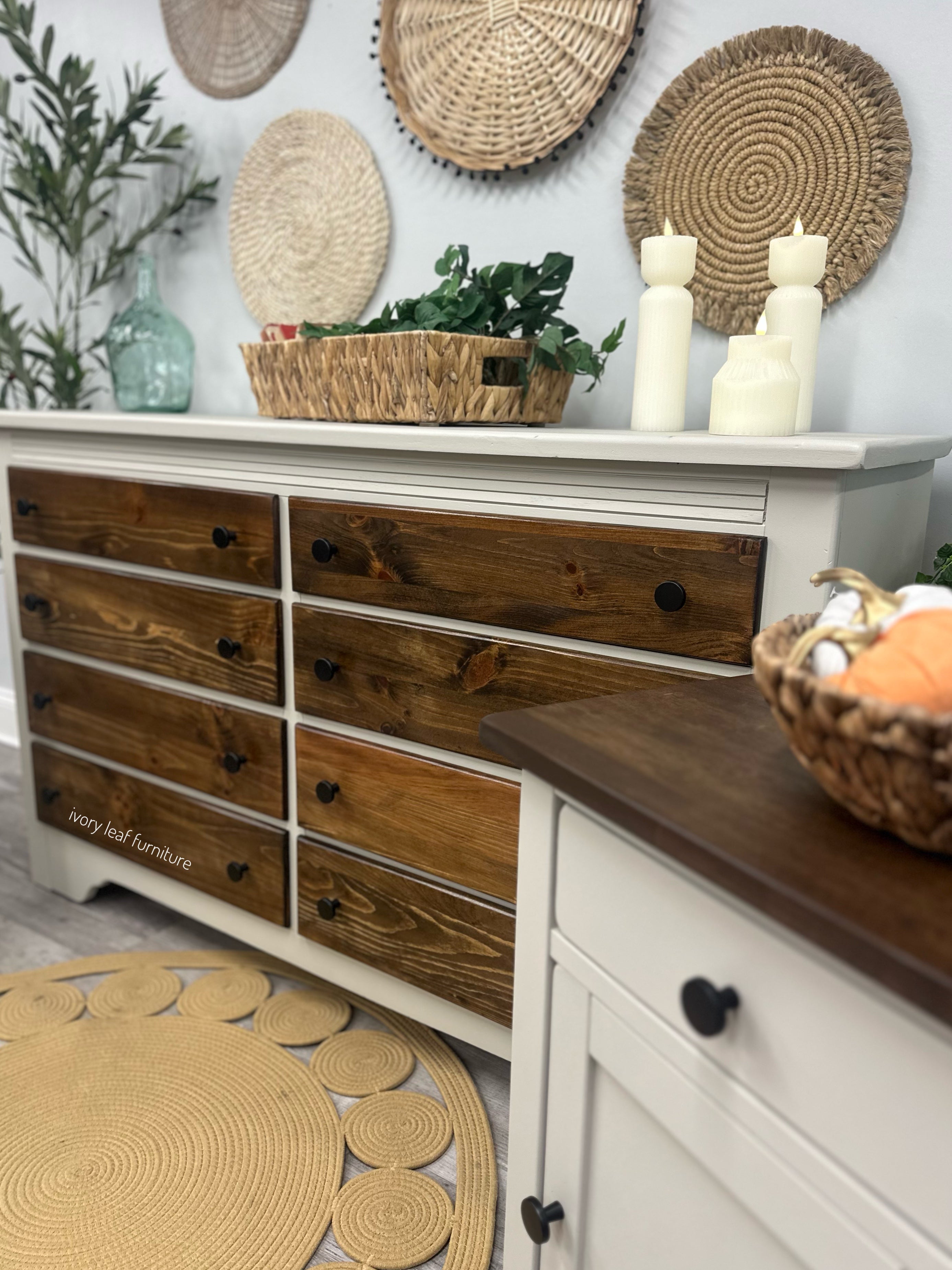 8-Drawer Dresser + 2 Nightstands — Solid Wood