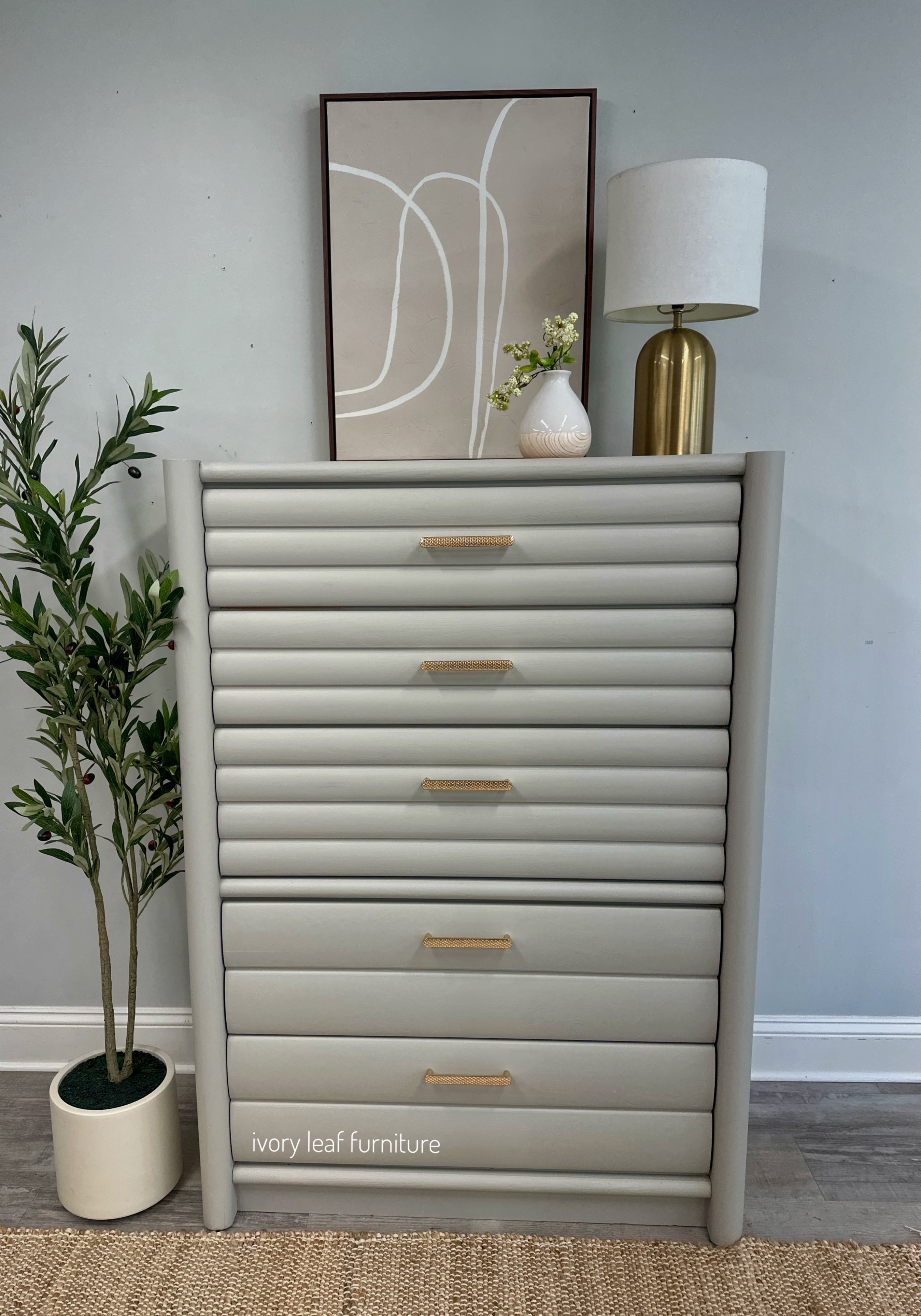 Modern Neutral Wood Dresser | Solid Wood | 5 Drawers