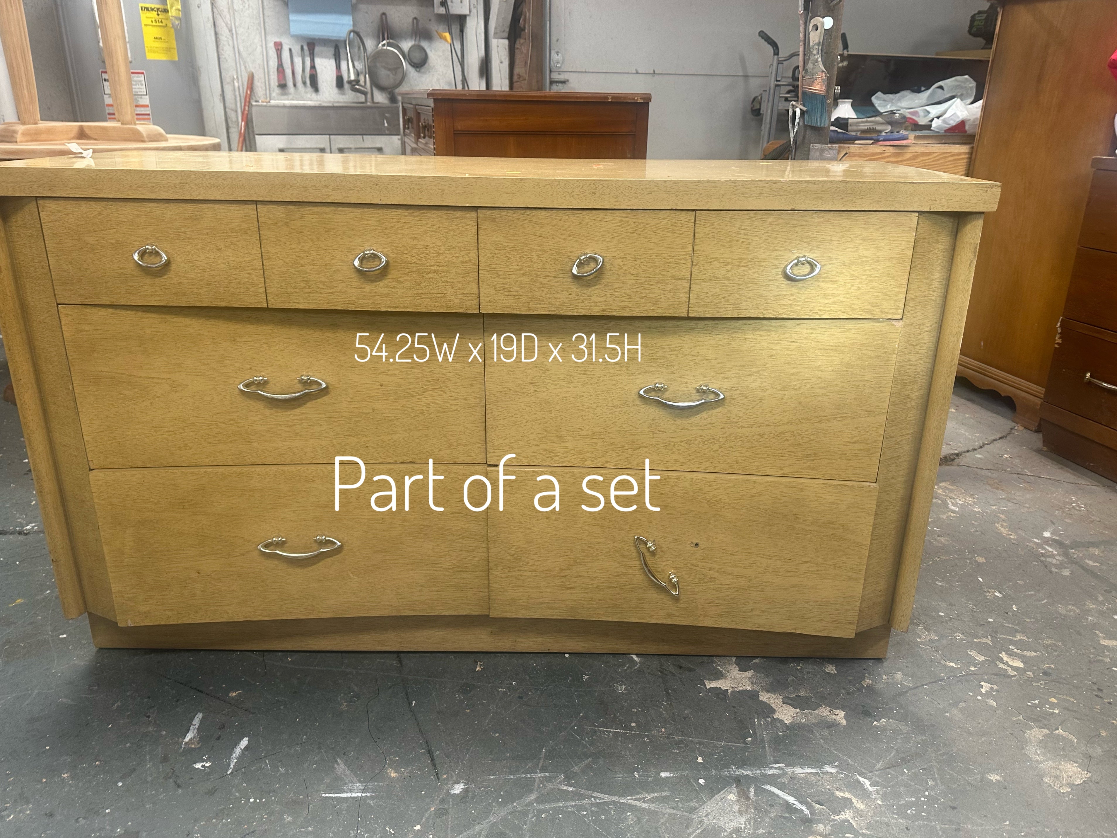 MCM Dresser and Chest Set – Ivory Leaf