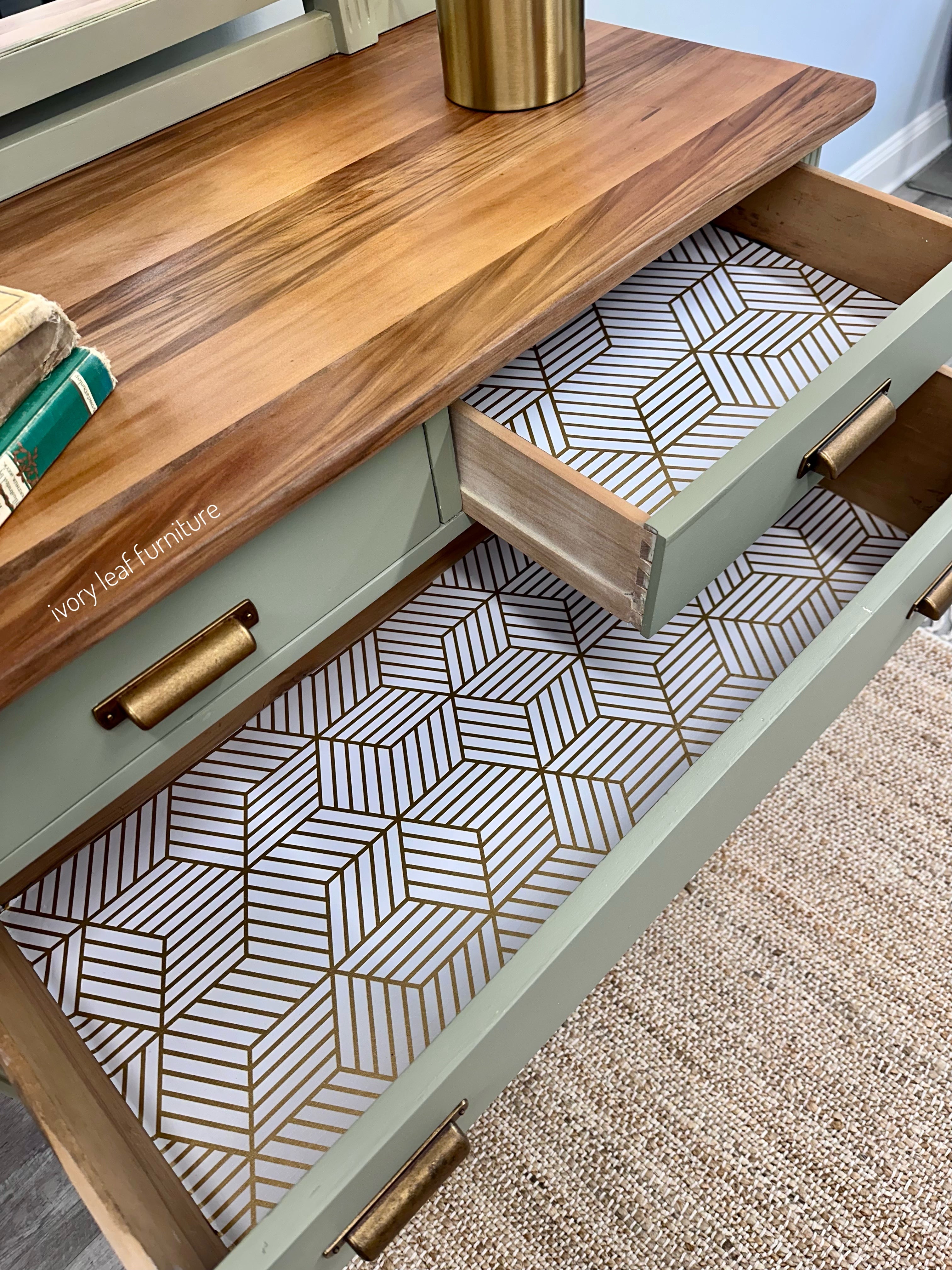 Vintage Dresser with Mirror in Lichen
