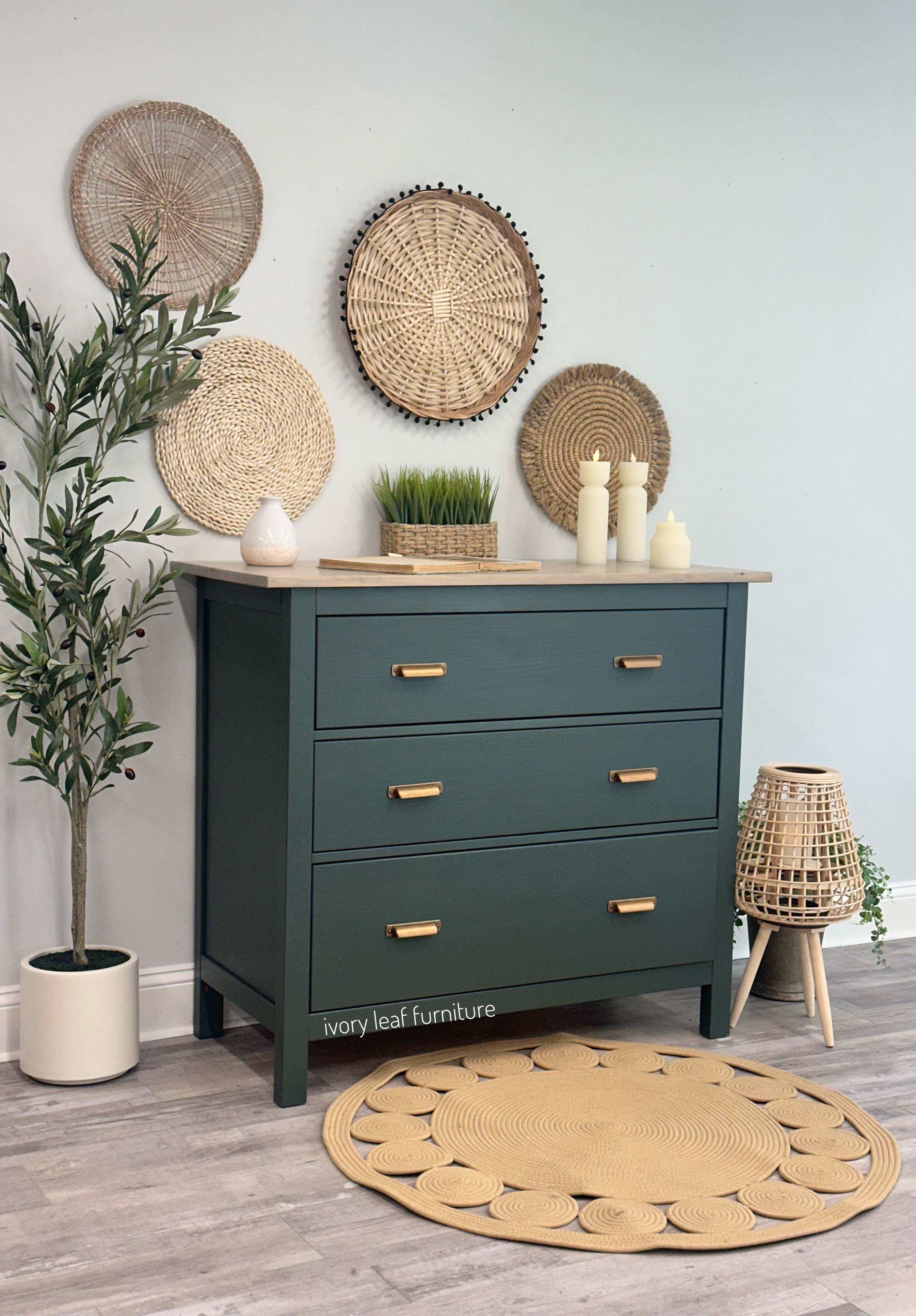 Custom Curated Green Dresser + Copper Pulls