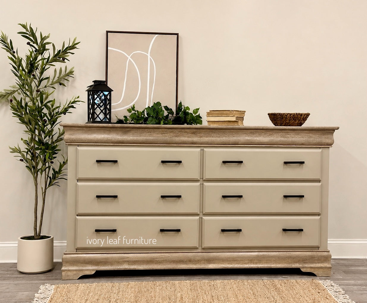 Neutral 6 Drawer Dresser – Ivory Leaf