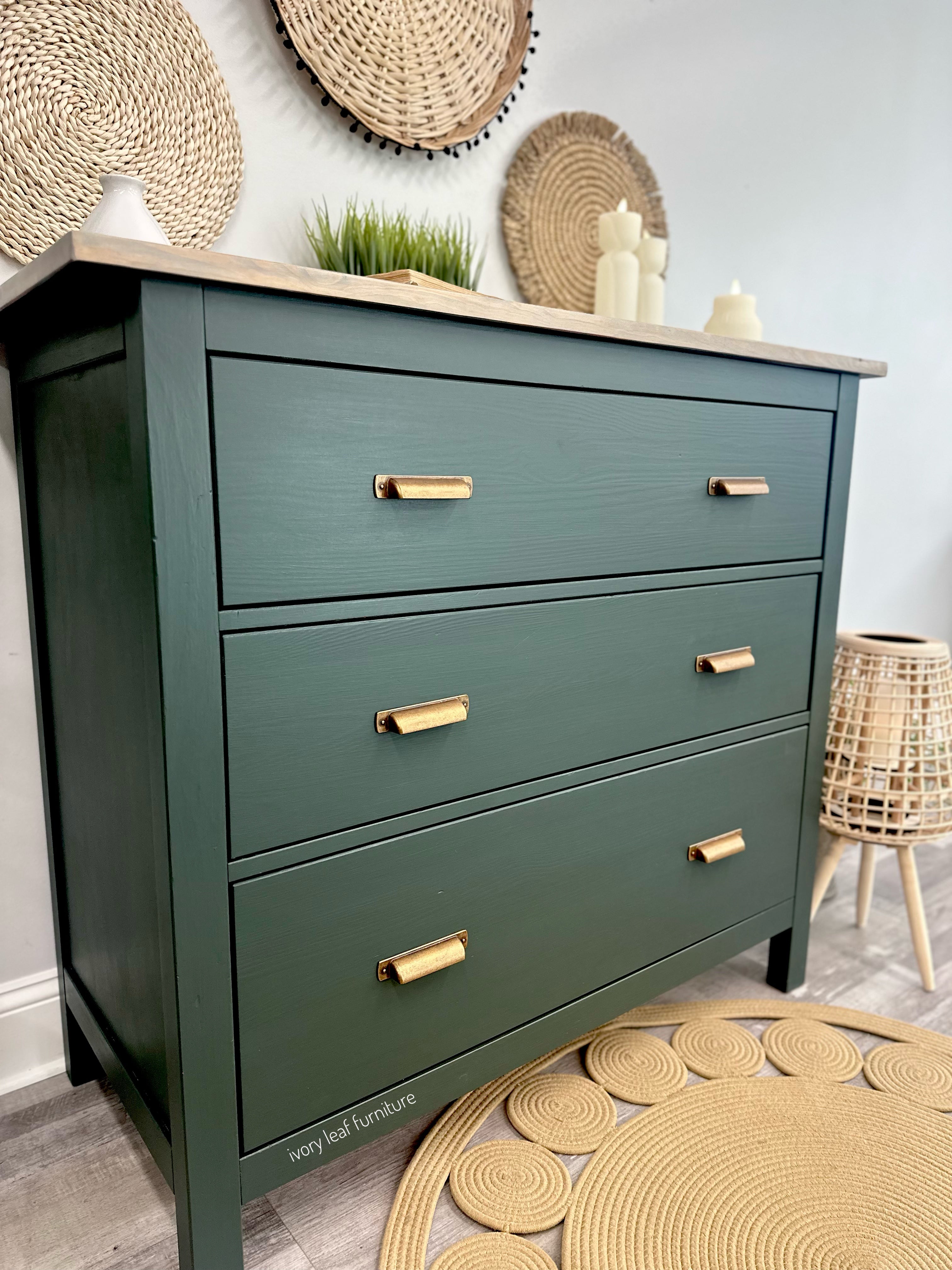 Custom Curated Green Dresser + Copper Pulls