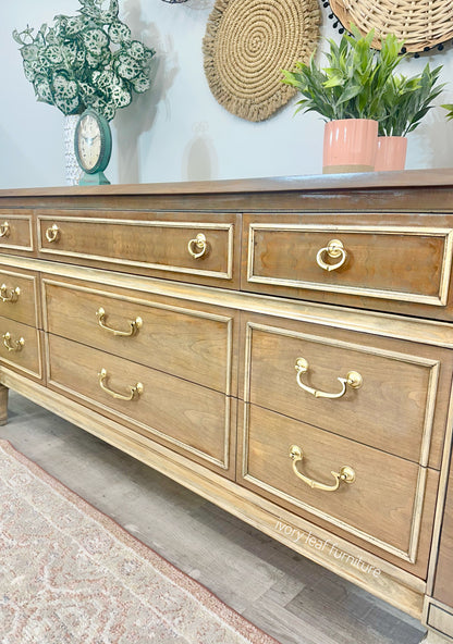 United Furniture Company MCM Walnut 9 Drawer Dresser