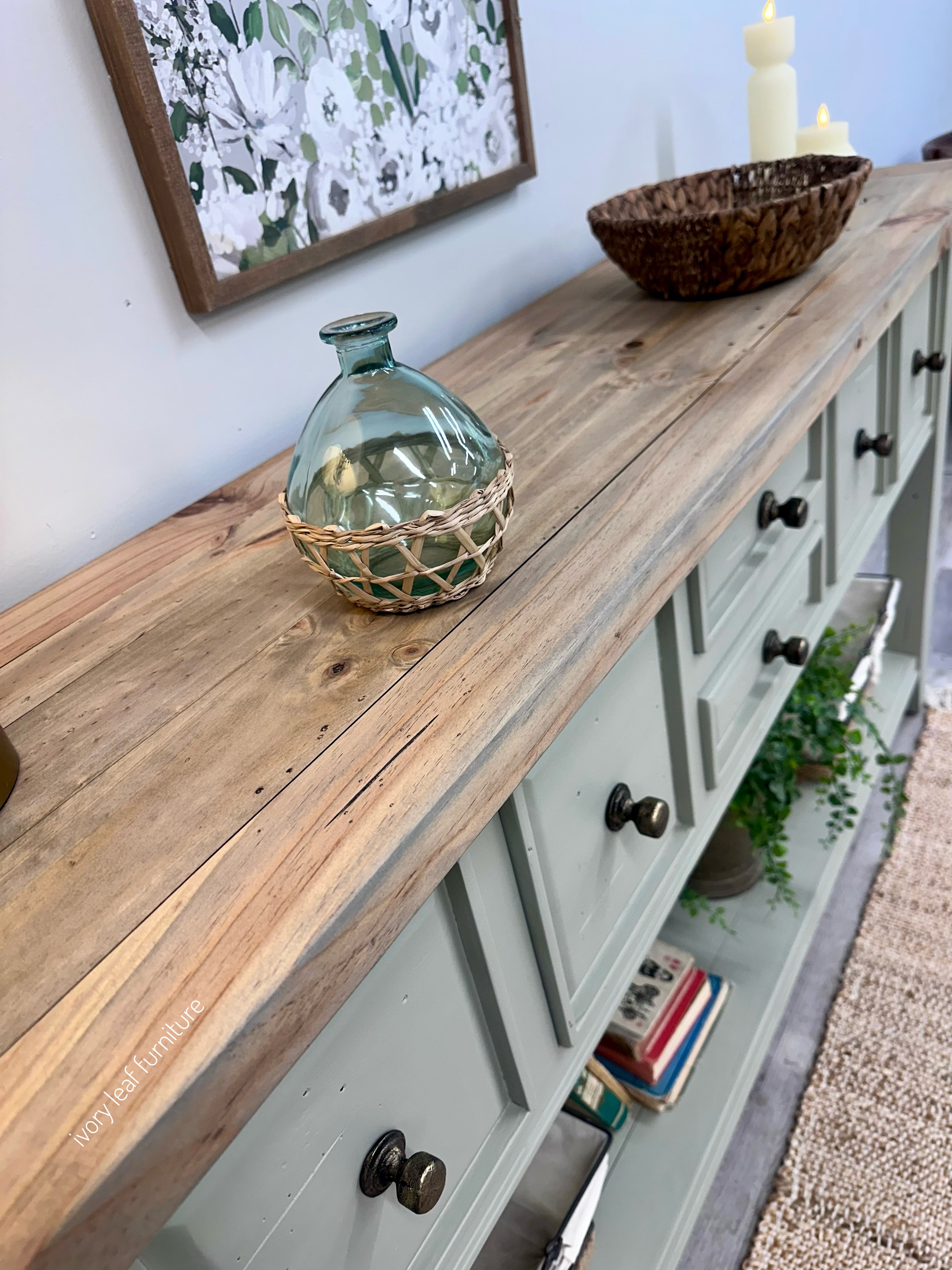 Solid Wood Eucalyptus Buffet Console Table