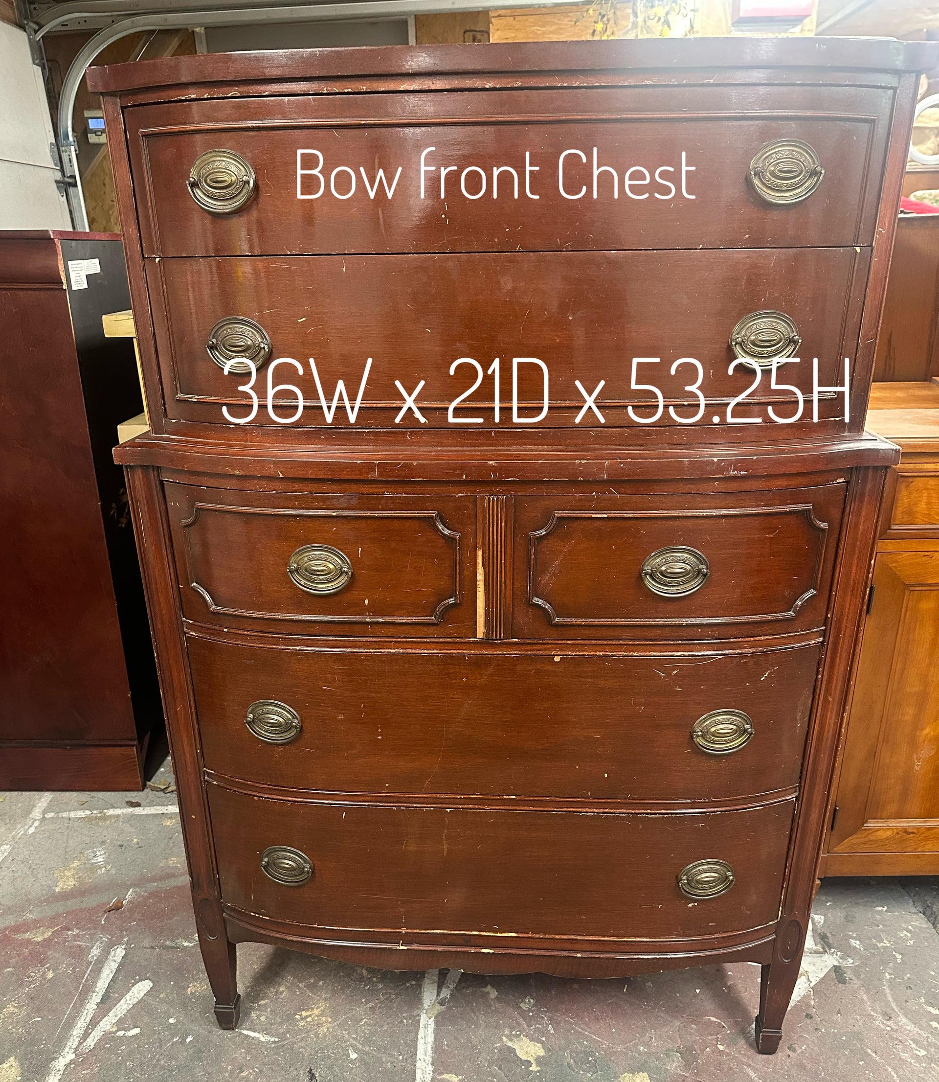 Chest on Chest Bowfront Dresser – Ivory Leaf Chest on Chest Bowfront Dresser – Ivory Leaf