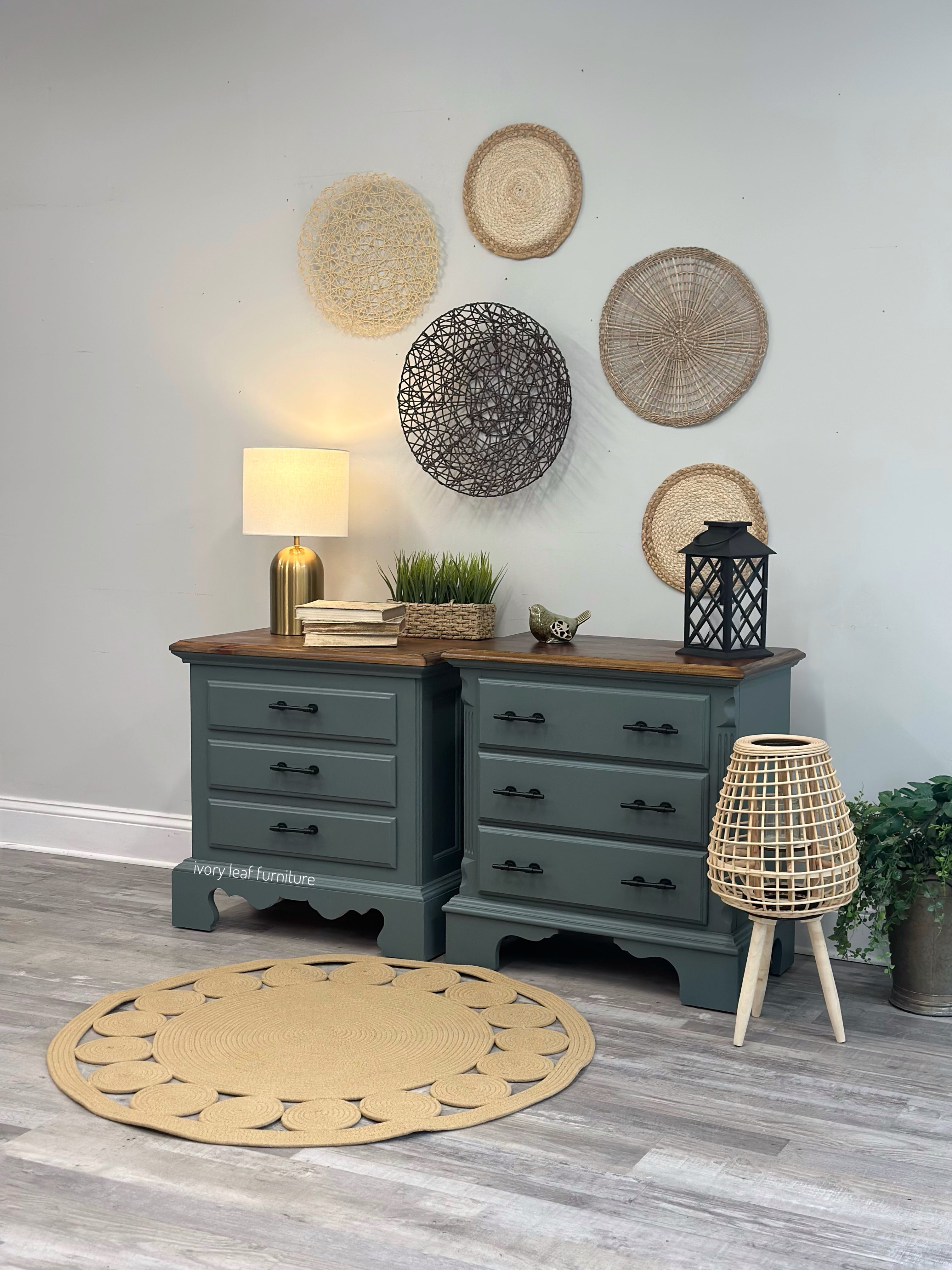 Complementary Nightstand Set in Custom Juniper Green –