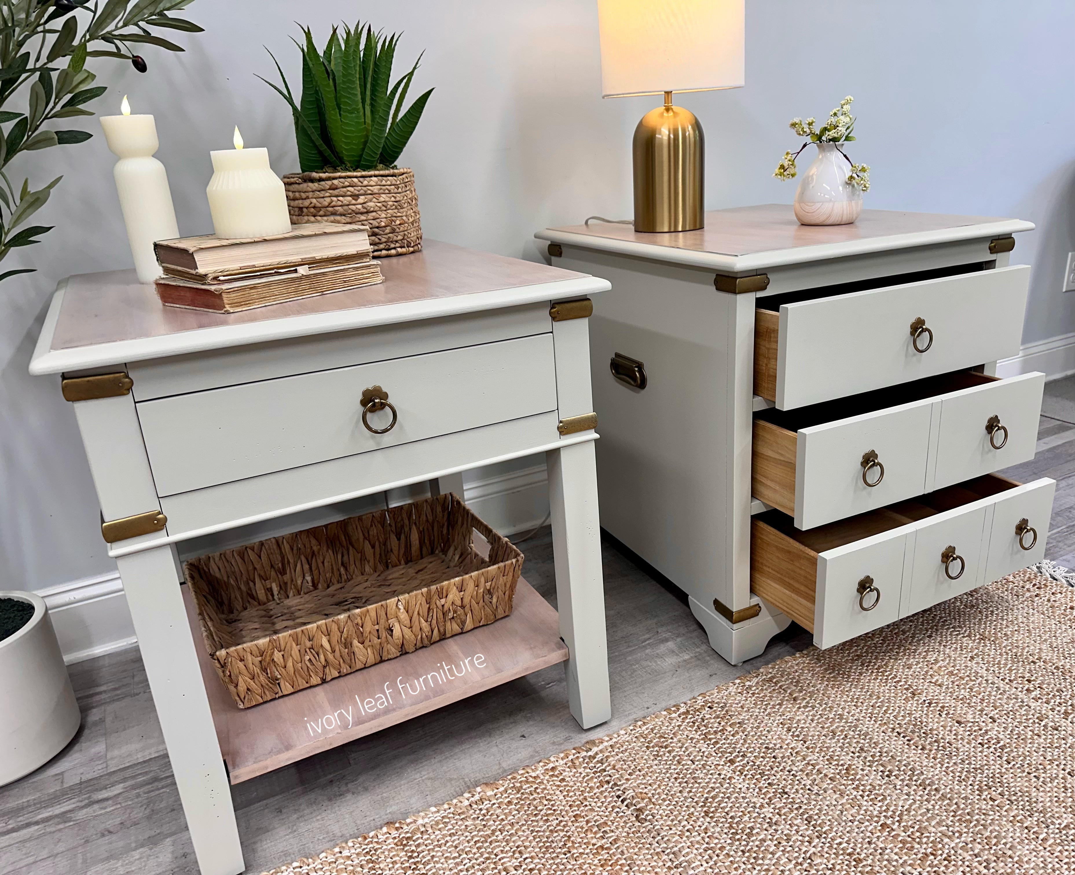 Oversized Matching Bedroom Side Tables – Professionally Refinished 🤍