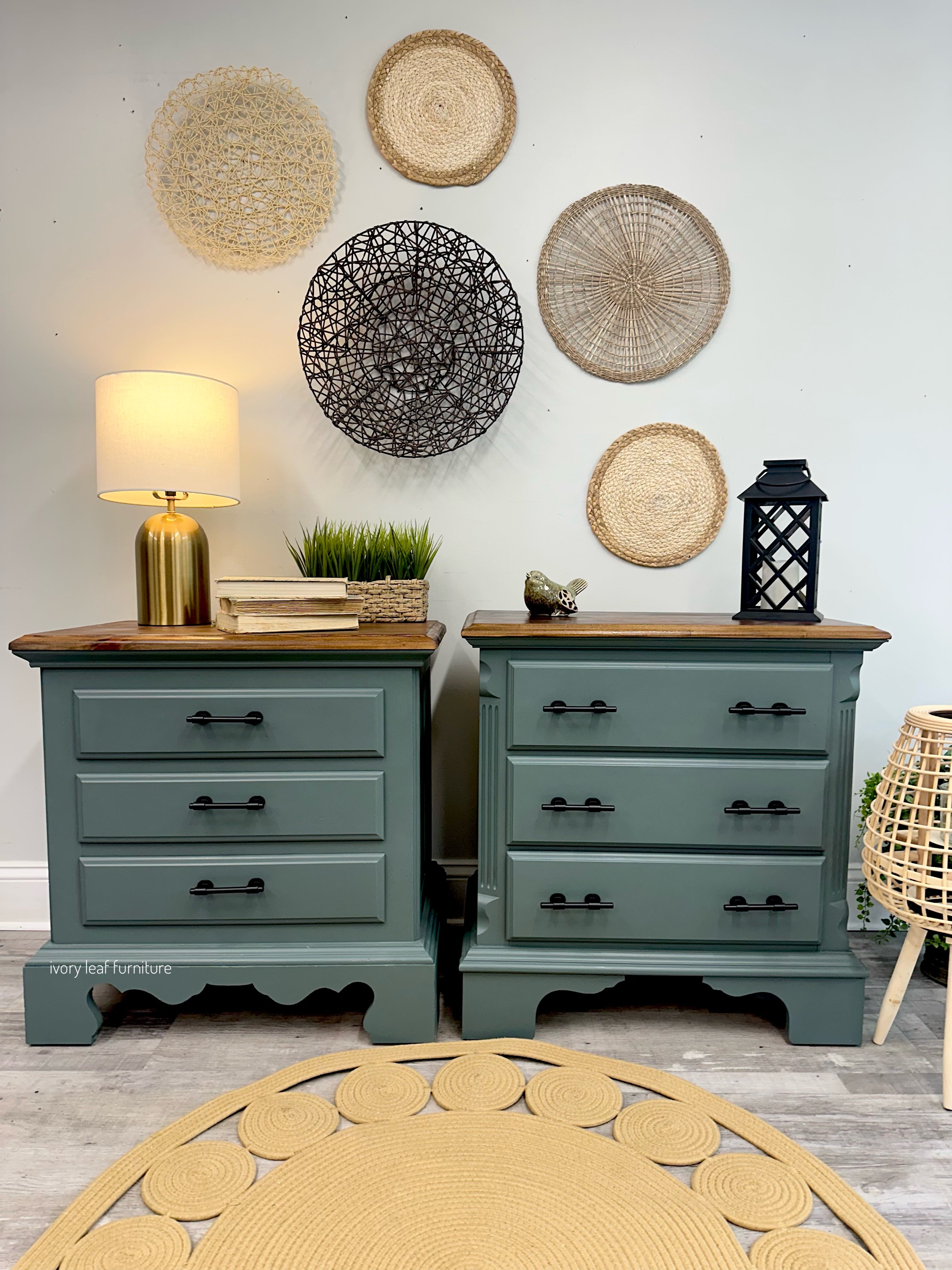 Complementary Nightstand Set in Custom Juniper Green –