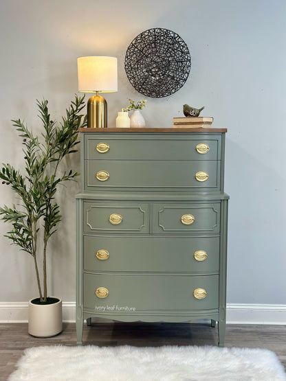 Solid Wood Mahogany Dresser – Refinished – Brass Hardware