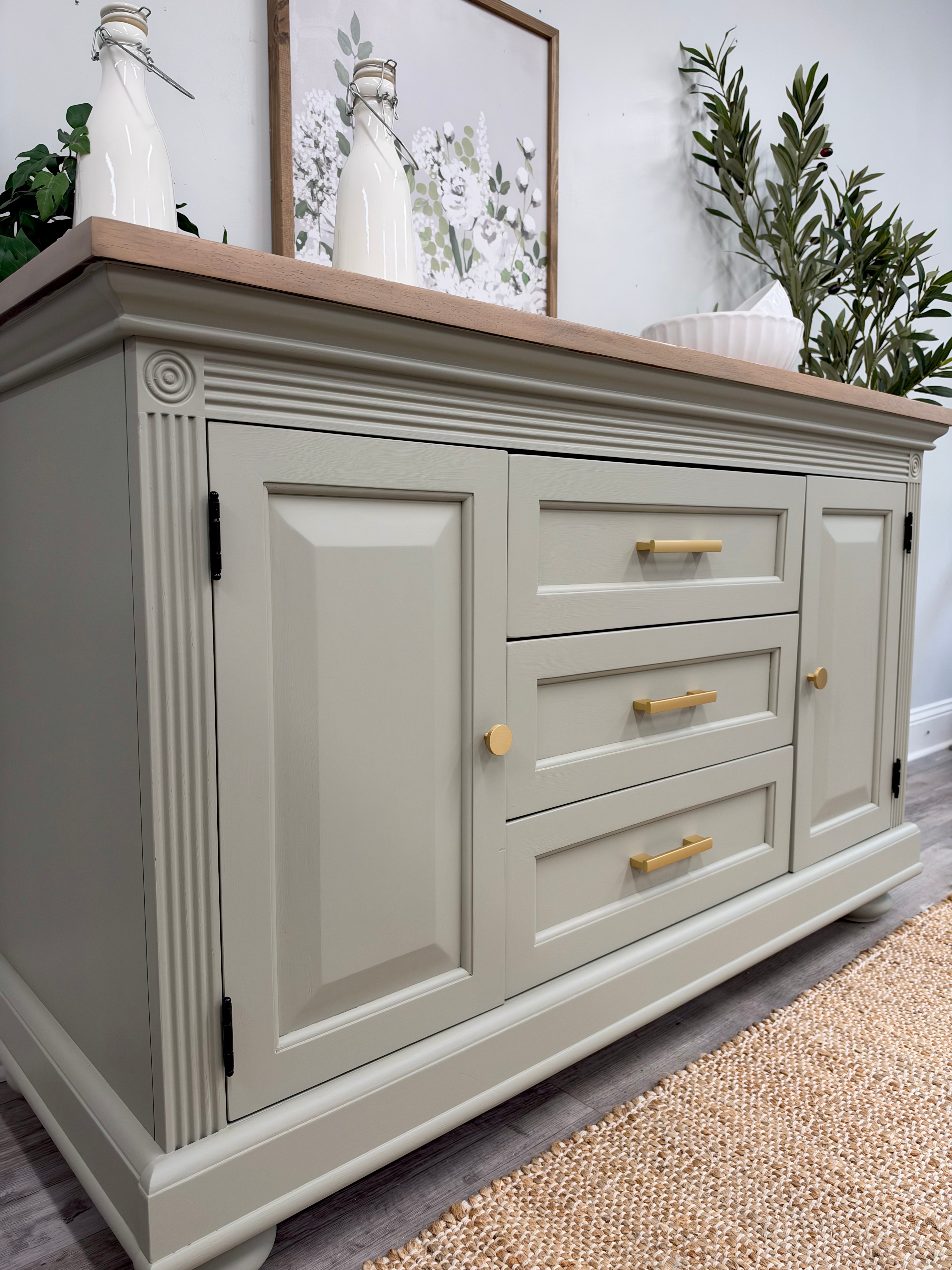 Refinished Solid Wood Buffet / Sideboard – Eucalyptus & Natural Wood
