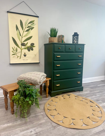Manor Green 5 Drawer Dresser with Rustic Copper Pulls Manor Green 5 Drawer Dresser with Rustic Copper Pulls