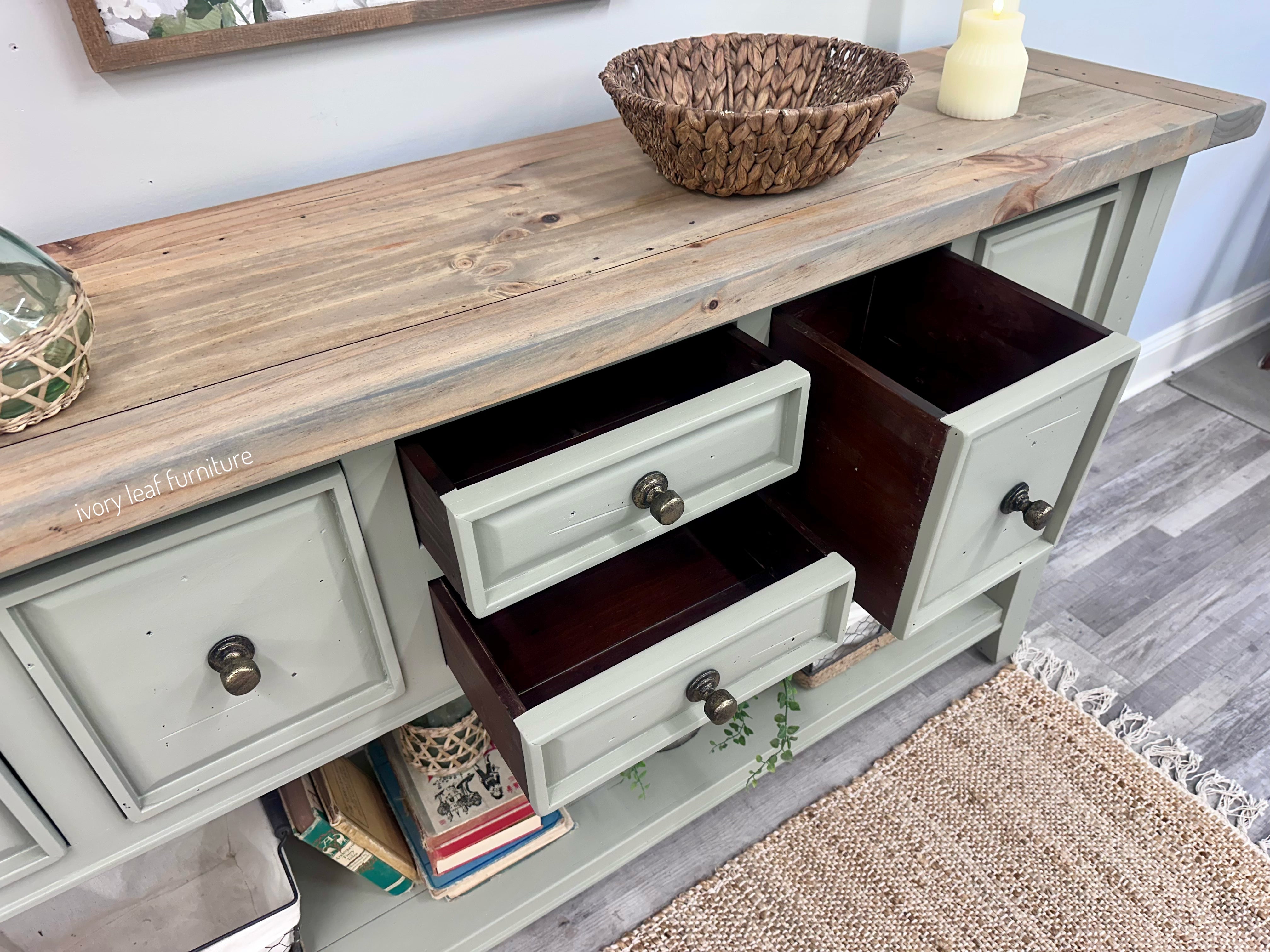 Solid Wood Eucalyptus Buffet Console Table