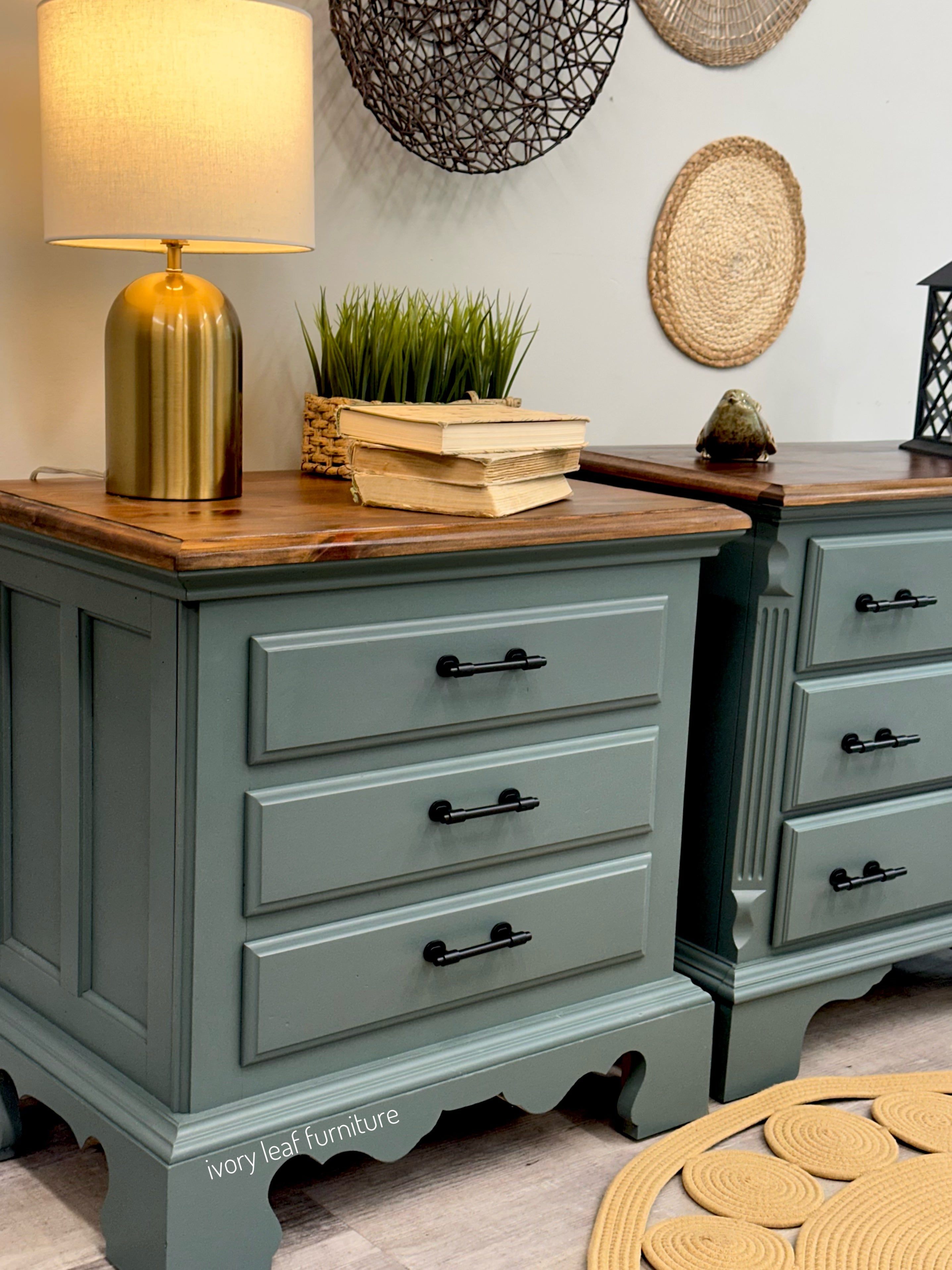 Complementary Nightstand Set in Custom Juniper Green –