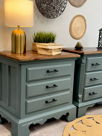 Complementary Nightstand Set in Custom Juniper Green –