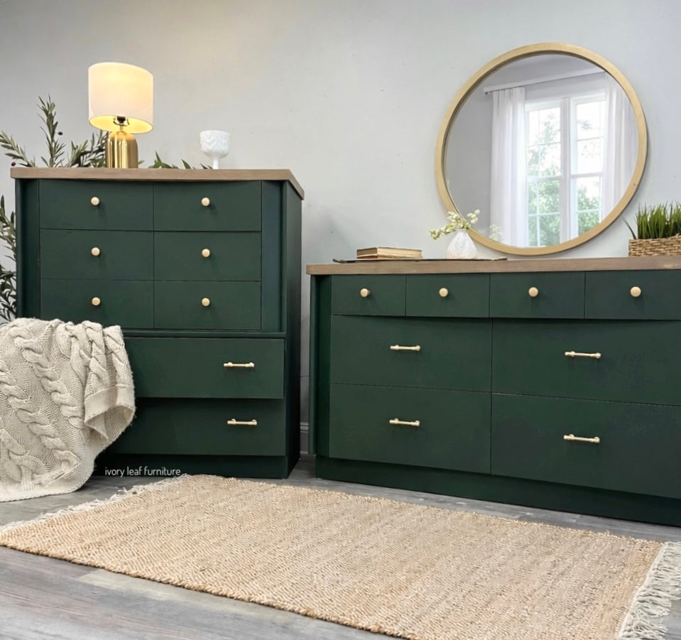 Solid Wood 5 Drawer Chest + 6 Drawer Dresser | Dovetail Construction