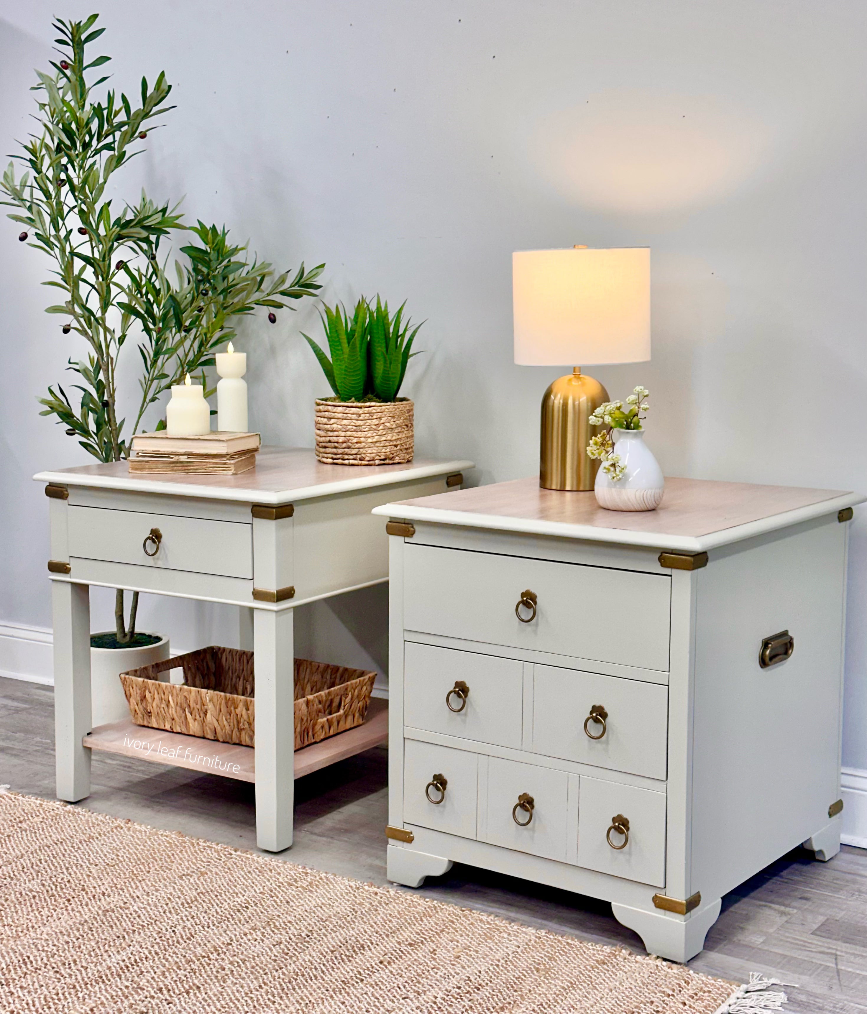 Oversized Matching Bedroom Side Tables – Professionally Refinished 🤍