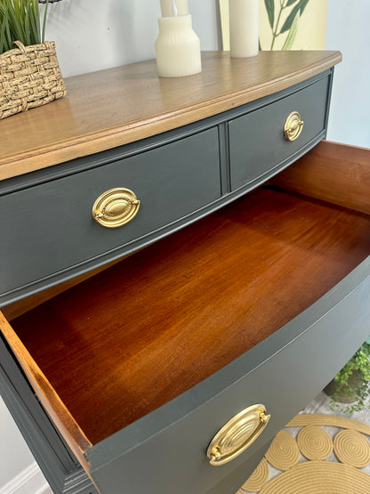 🌿Elegant Bowfront Dresser | Wellington Green + Vintage Charm