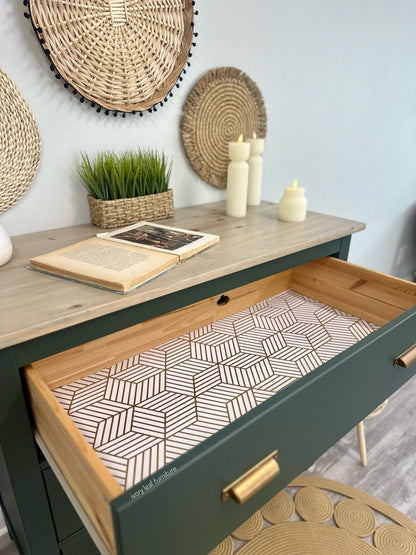 Custom Curated Green Dresser + Copper Pulls