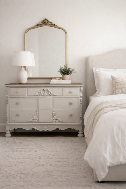 Vintage Solid Wood Dresser/Chest of Drawers-Neutral Finish